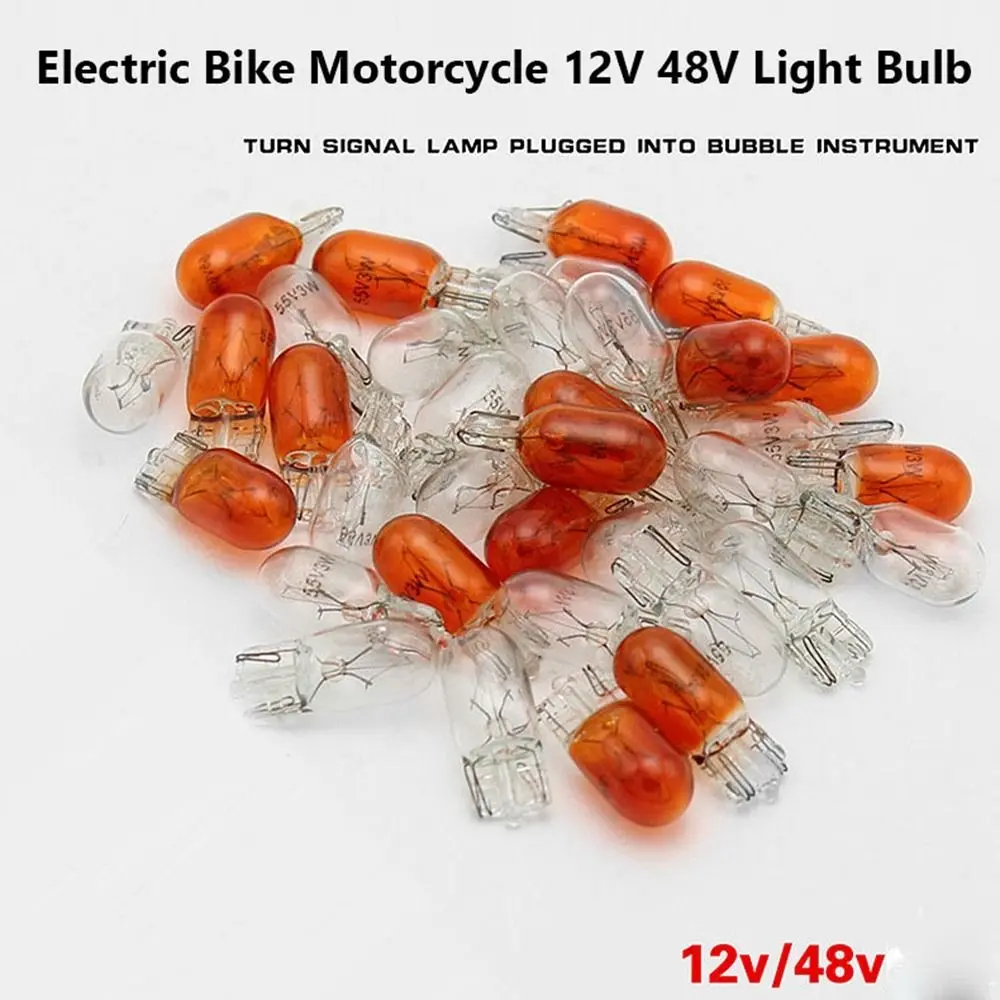 10pcs New 12v 48v Electric Bike Accessories White/Red Glass Plug-in Bulb Motorcycle Bulb Electric Bike Parts