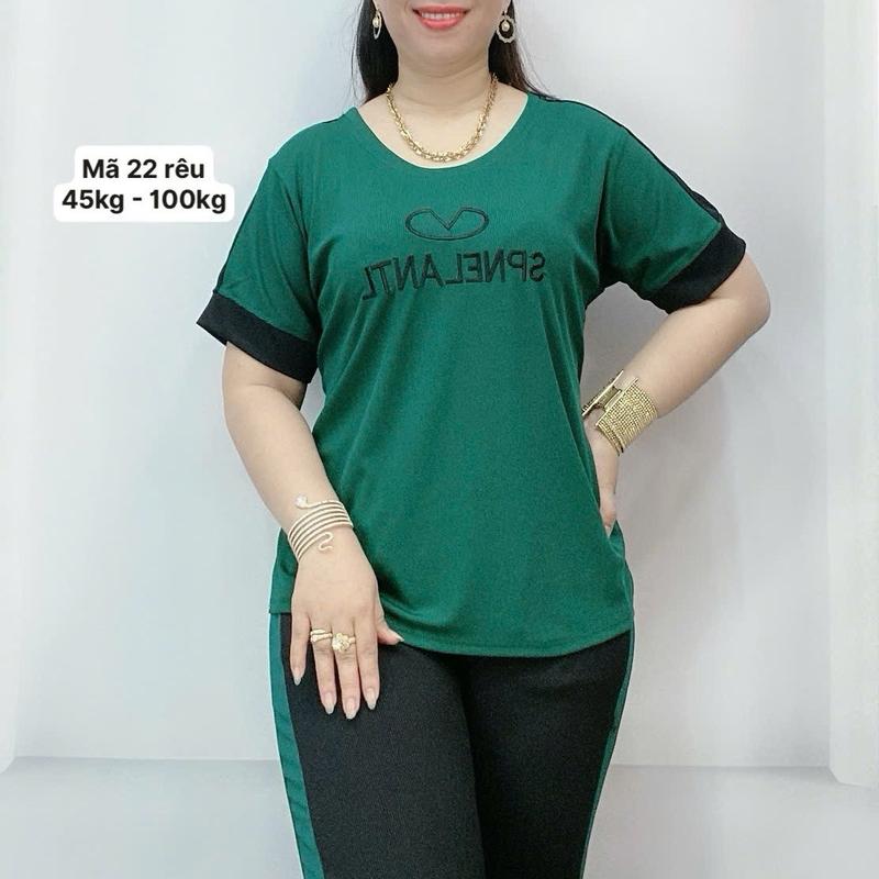 Mã 22  .Đồ bộ nữ cổ tròn tay ngắn quần lửng chữ thêu vải thun Hàn quốc co giãn - Women, Bộ đồ nữ Hàn Quốc xl đội hình màu tím nhạt đen đính nơ cúc một cỡ đồ trang trí riêng biệt-miao silve