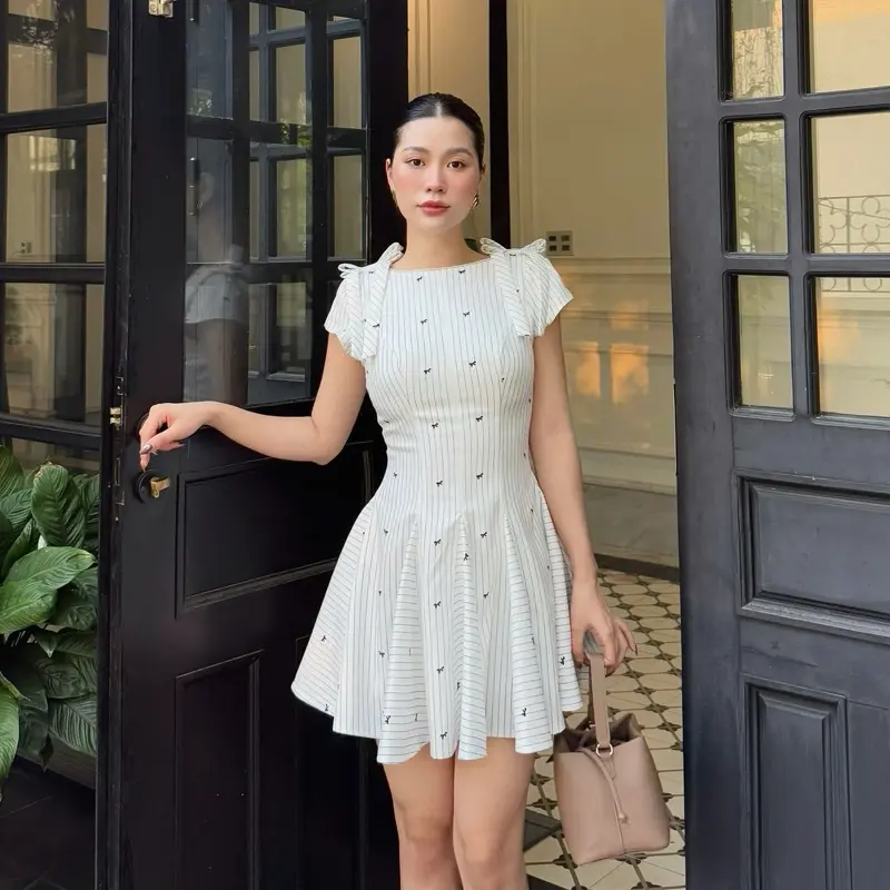 Váy nơ vai co thuyên tùng xoè Hipbykhuyen cho nữ