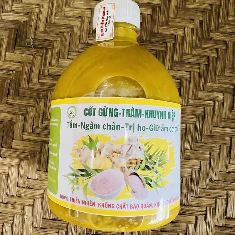 Combo 2 chai Cốt Gừng Tràm Khuynh Diệp 500ml- Pha Tắm, Ngâm Chân, Giữ Ấm cơ thể tặng tinh dầu tràm 10ml 2