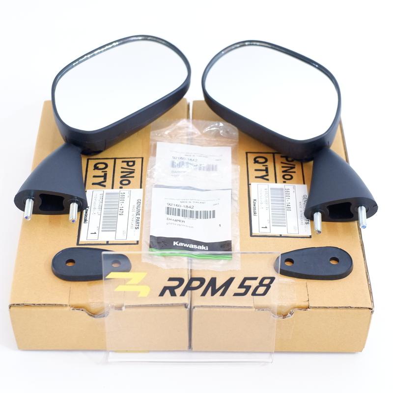 Spion Kawasaki Ninja KRR RR OLD NEW Kiri Kanan + Karet ORIGINAL 56001-1479 + 56001-1480 Accessories Foto 2