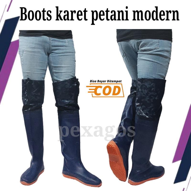 SEPATU SAWAH KARET PANJANG KOREA SEPATU BOOTS KARET ANTI KEONG SAWAH PETANI SEPATU BOT HUJAN Biru 1