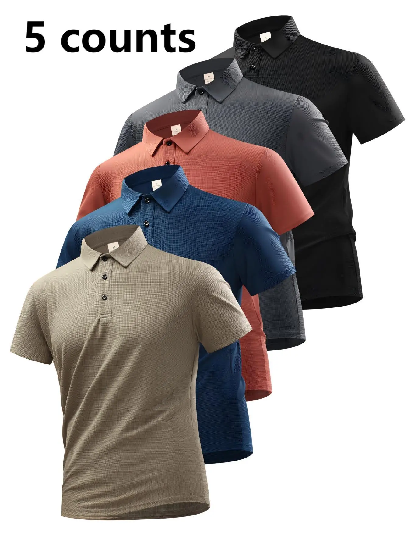 Men's Solid Waffle Knit Short Sleeve Polo Shirt, Casual Regular Fit Breathable Quick Drying Collared Top for Summer, Men's Clothes for Daily Wear