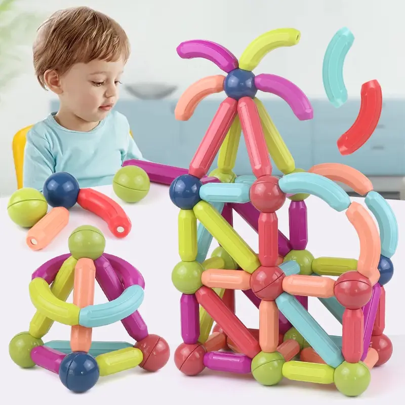 Mainan Pendidikan Anak Magnetik Blok Bangunan Tongkat Set DIY Perakitan Mainan 8