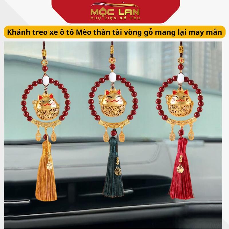  Khánh Mèo Nội thất ô tô Thần Tài Mang Lại May Mắn - Tài Lộc -Bình An - Trang Trí Xe Hơi Treo Gương Chiếu Hậu Nhựa 