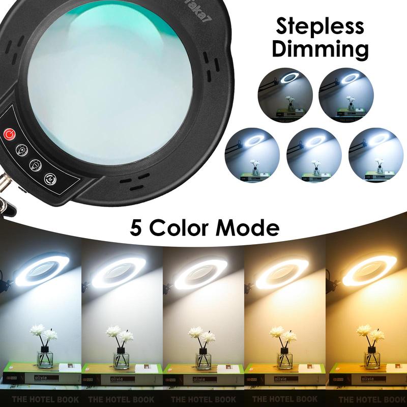Product Introduction of 4.3inch 84 LED 10X Magnification Illuminated Magnifier, 1 Count USB Powered 5 Colors LED Magnifying Glass for Soldering Iron Repair, Table Lamp, Skincare Beauty 7