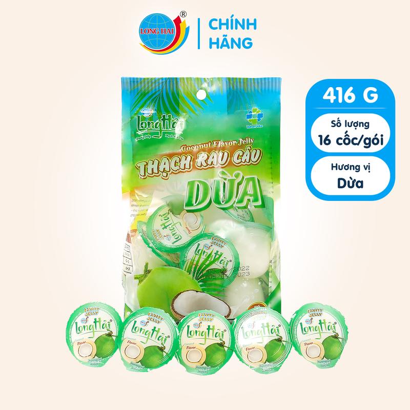 Thạch Rau Câu Long Hải Hương Vị Dừa Trọng Lượng Túi 416 G Ăn Vặt Snack