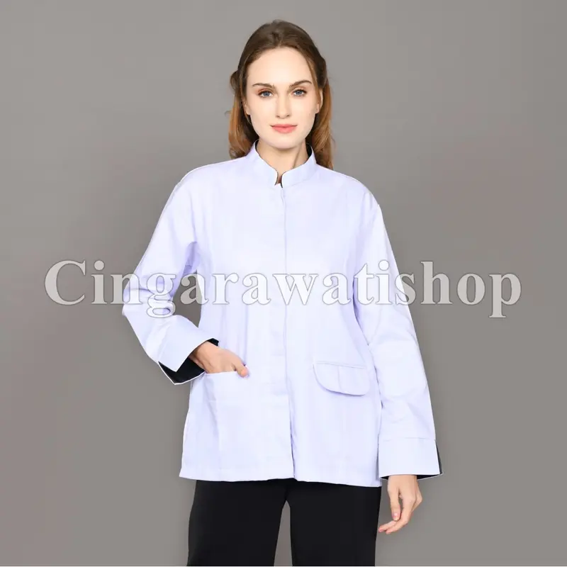 Kemeja Putih List Hitam Atasan Putih Kantong Bawah Baju Seragam Kerja Putih Baju Dinas Putih Pns Wanita 1