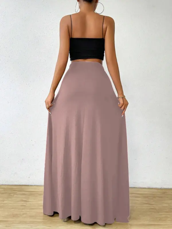 Women's Plain Tie Long Skirt, Elegant Fashion Casual High Waist Skirt for Daily Outdoor Wear, Ladies Bottoms for All Seasons 1