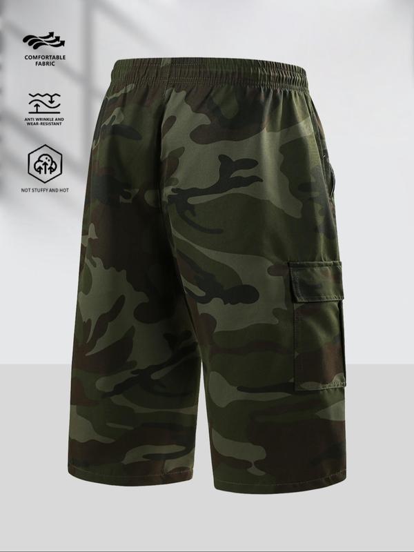 Men's Camo Print Flap Pocket Cargo Shorts, Regular Fit Casual Street Fashion Comfy Shorts for Summer, Men's Bottoms for Daily Wear, Tropical 2