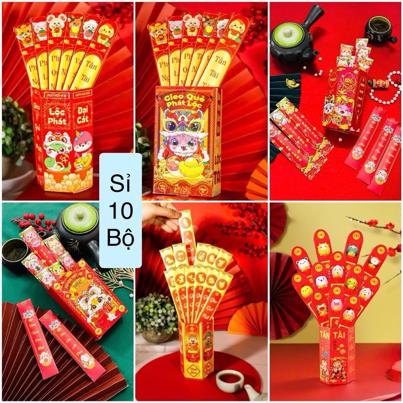 SỈ [10 Bộ] Lì Xì Gieo Quẻ 12 Con Giáp Sáng Tạo 2025 Tết Ấy Tỵ Chất Giấy Phản Quan In 3D Xịn Cao Cấp-XƯỞNG LÌ XÌ GIÁ SỈ