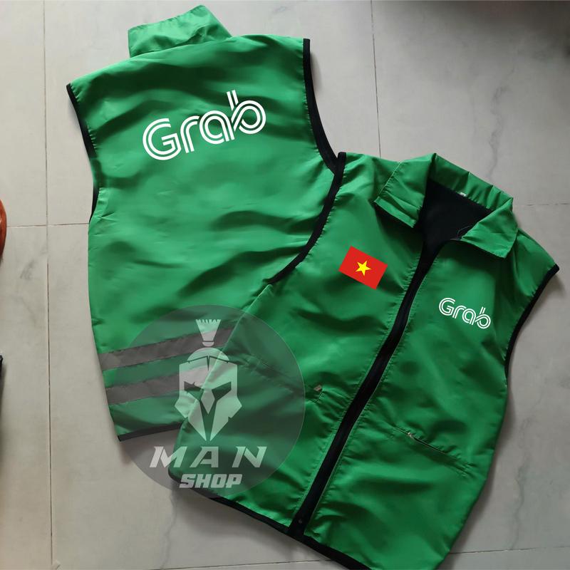 Áo Gile Giao Hàng Grab - GrabFood - Vải Dù 2 lớp lót lưới - Phối dây Phản quang - Khóa kéo hợp Kim Bền Chắc - man Store