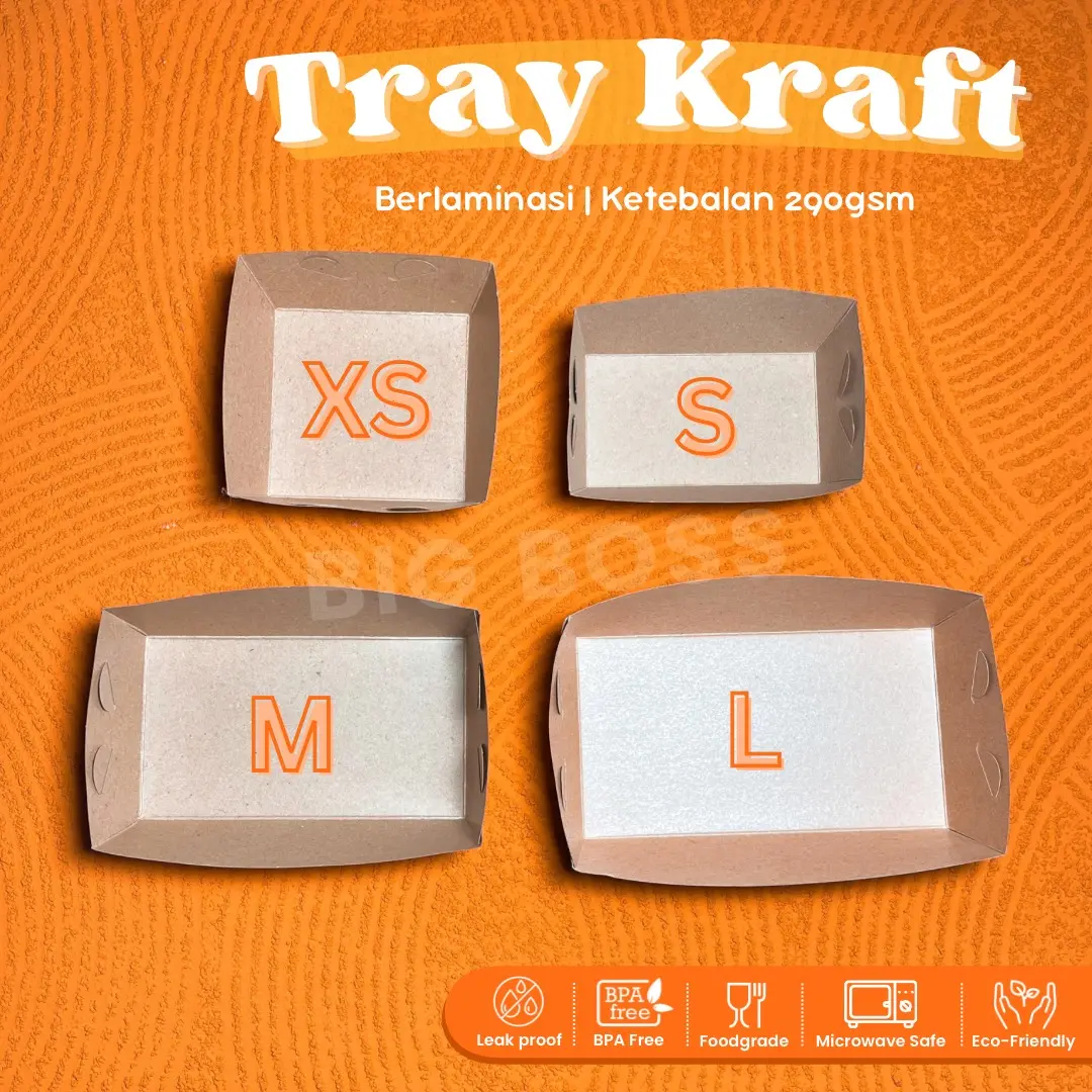 [ISI 25PCS] Paper Tray Kraft Coklat Laminasi Food Grade / Piring Kertas Makanan / Nampan Kertas Snack
