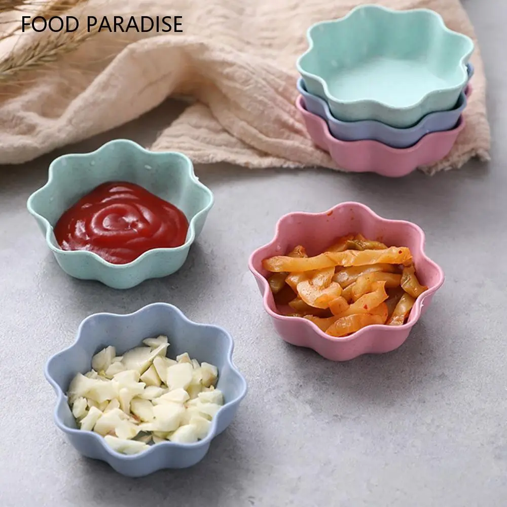 FOOD PARADISE Eco-Friendly Exiquisite Heart,Flower Shape Household Appetizer Plates Wheat Straw+PP Material Tableware Mini Bowls Seasoning Dish Kitchen Supplies