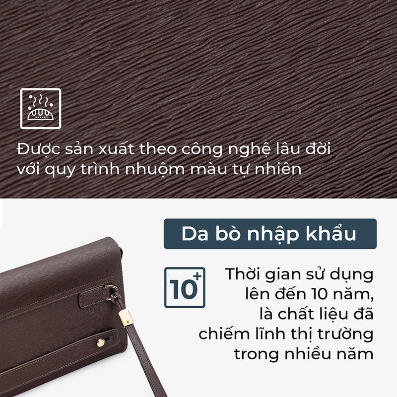 Product Introduction of Ví Nam Cầm Tay Clutch Da Chính Hãng GENCE RB01 Da Bò Khóa Số Cao Cấp Màu Nâu 4