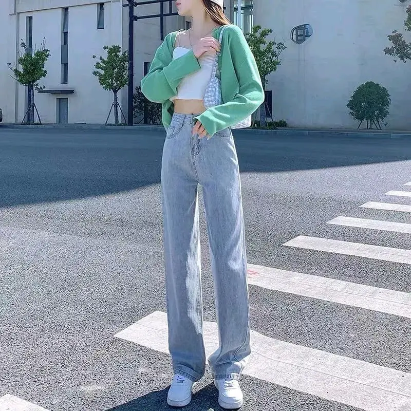 Kulot Jeans Wanita Highwaist Premium Polos Gaya Korea Style Kekinian Viral Terbaru Boyfriend Jeans High Waist Model Korea Style Highwaist Kulot Jeans Wanita Loose 0