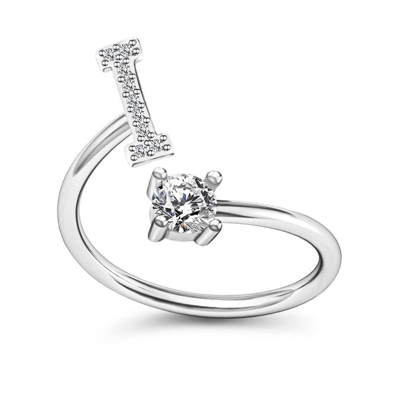 Fashion Exquisite Simple 26 Initial Letter Adjustable Ring Women Friendship  Gift #314211 8