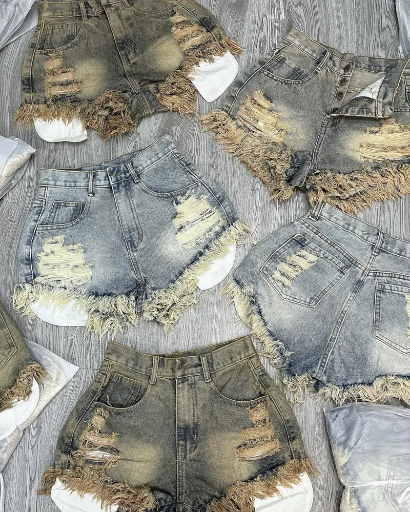 Quần jean rách LÒI TÚI mẫu 1 nút _Q 89_chân ngắn BTQ2