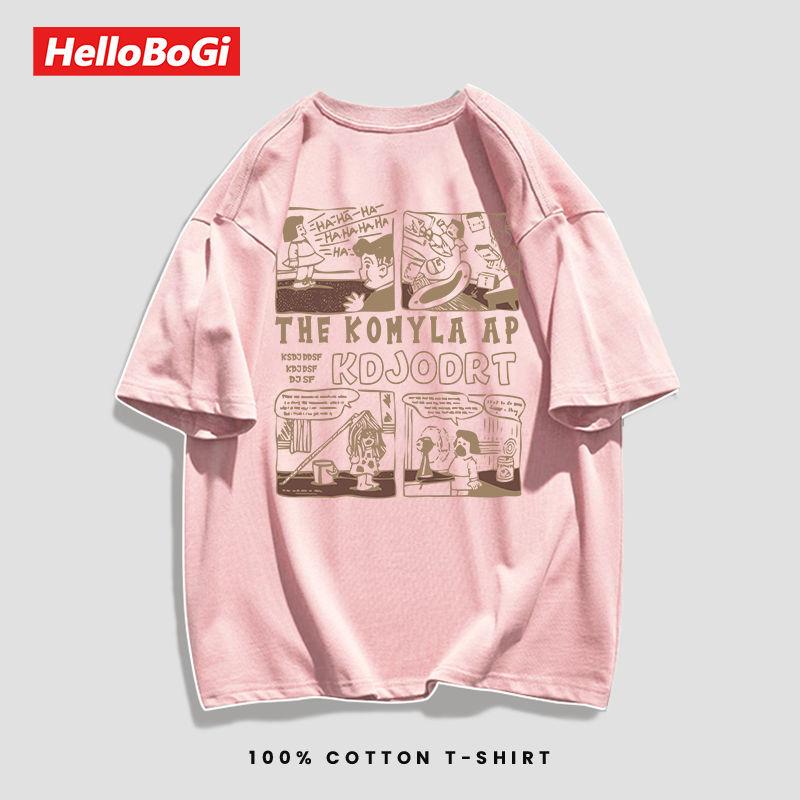 Áo Thun Cotton Ngắn Tay Cho Nữ, Trang Phục Mùa Hè In Hình Truyện Tranh, Ngoại Cỡ, Dáng Rộng, Cho Cặp Đôi 5
