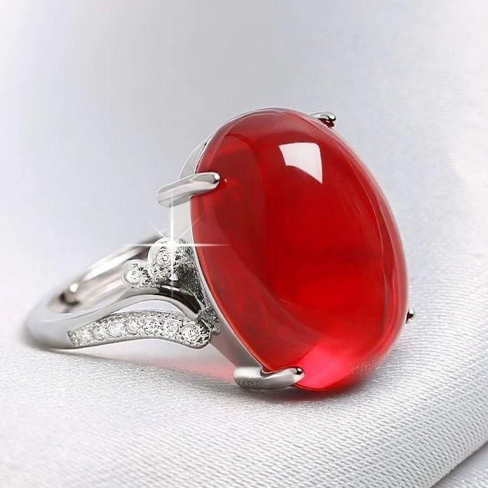 Product Introduction of Gold Inlaid Imitation Sapphire Ring for Women Luxurious Inlaid Imitation Red Green Black Yellow Agate Adjustable Ring 7
