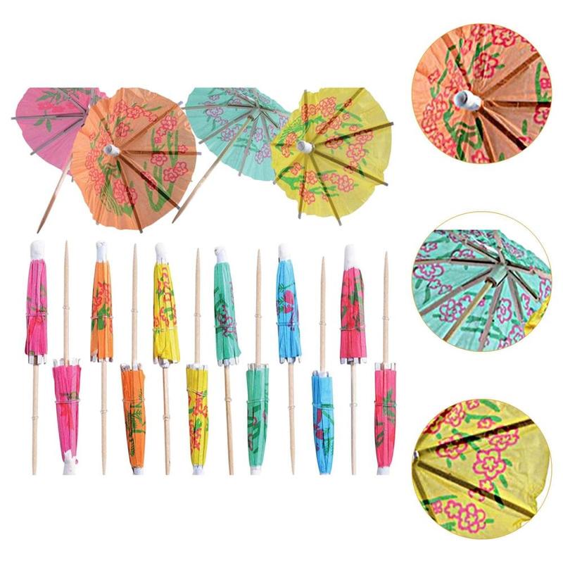 Product Introduction of Paper Cocktail Parasols Mini Paper Umbrellas Wooden Party Favors Modern Food Picks Drink Fruit Cake Sticks for Festival Bar 2