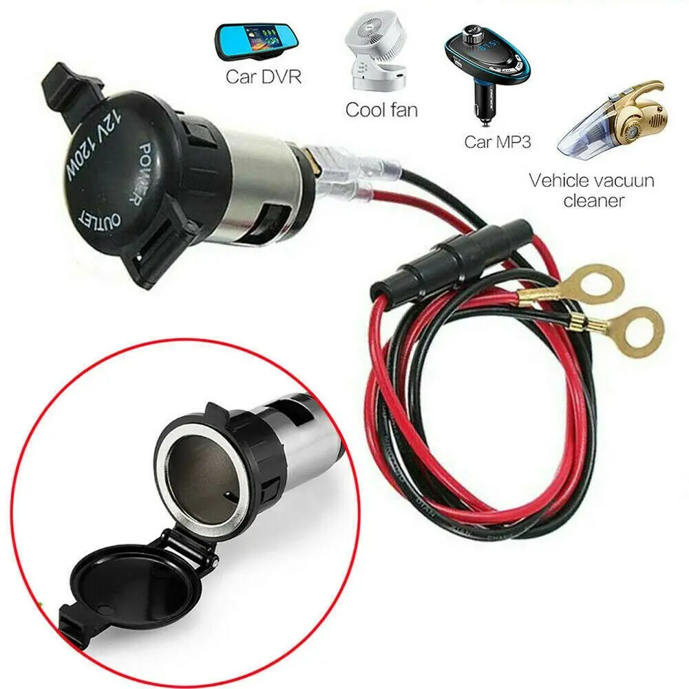 Bộ sạc ổ cắm chống thấm nước trên ô tô USB, 12V, với cáp Bộ Chuyển Đổi nguồn, có cầu chì, < NÓNG >