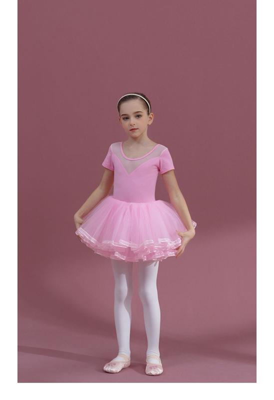 Product Introduction of KID'S cherry powder dancing dress girls short sleeve cotton one-piece tutu + pink skirt 14