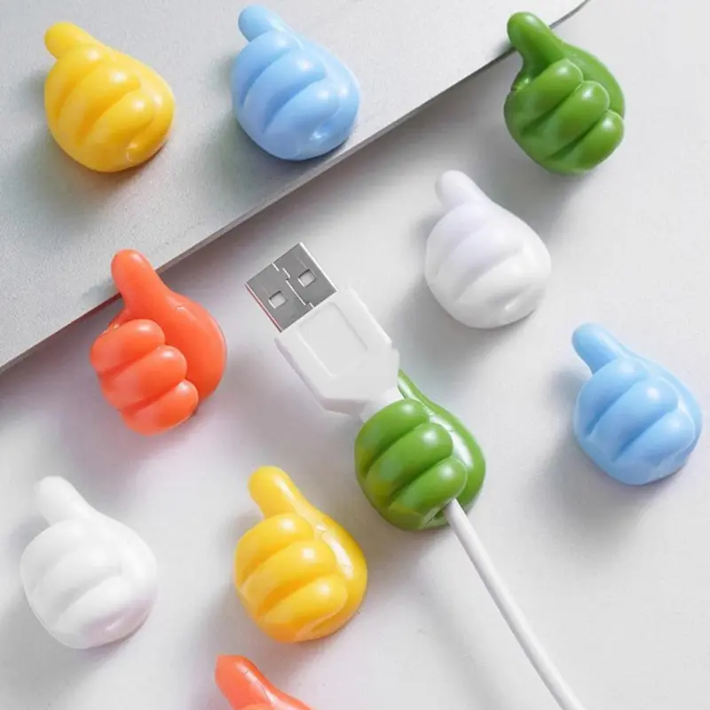 Big Thumb Hook, 10pcs Cartoon Creative Data Cable Storage and Finishing, Household and Office Wire Organizer, Home and Office Supplies Desk Storage Organization 5
