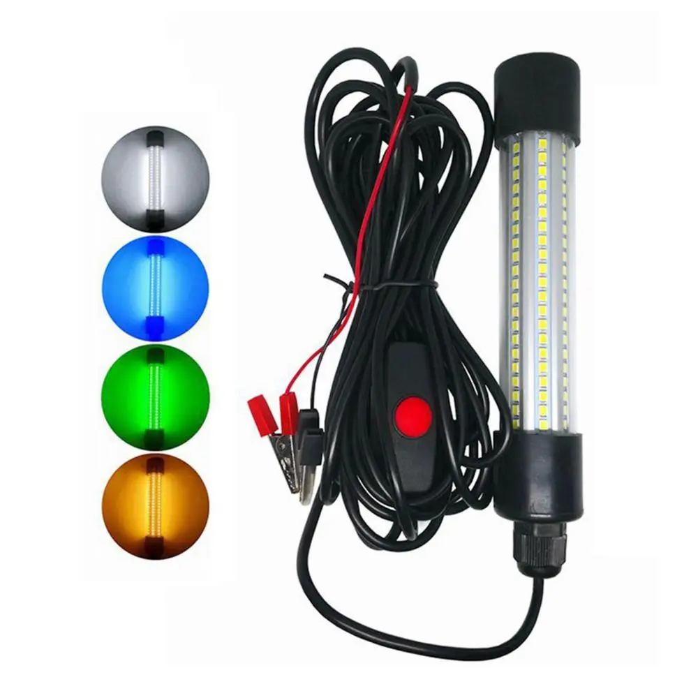Bright 1900 Lumens 12v Underwater LED Fishing Light- Powerful Attract Catch Fishes Lamp Fresh & Saltwater Submersible Fishing Lights