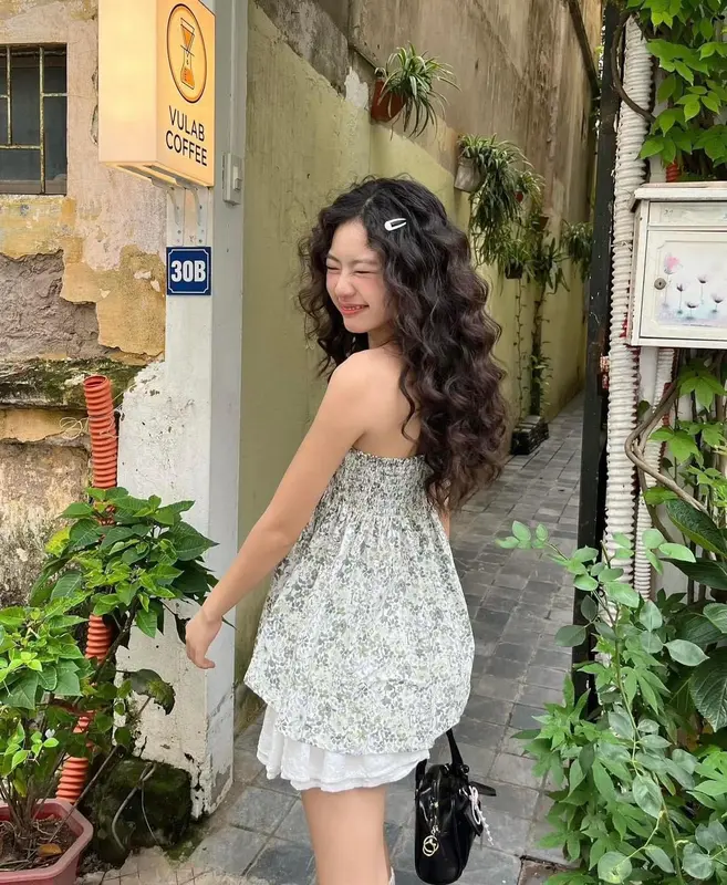 13 màu hoa nhí áo ống quây bo chun co giãn form xoè cột dây nơ mảnh lụa xinh xẻo cho nàng freesize video shop tự quay AGON TOP 2