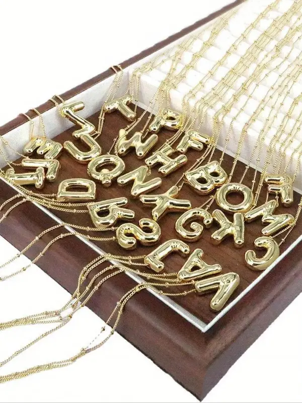 Creative Bubble Letter Design Pendant Necklace, Fashion Jewelry for Party, Daily Clothing Decor, Trendy All-match & Exquisite Jewelry for Birthday Gift 2