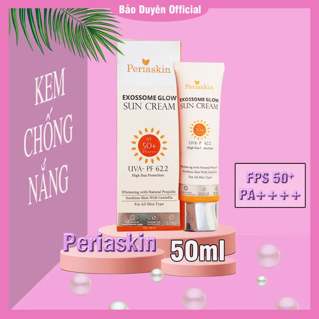 Kem chống nắng nọc ong cao cấp EXOSOME PERIASKIN SPF 50+ PA++++ dung tích 50ml nâng tone nhẹ - V476