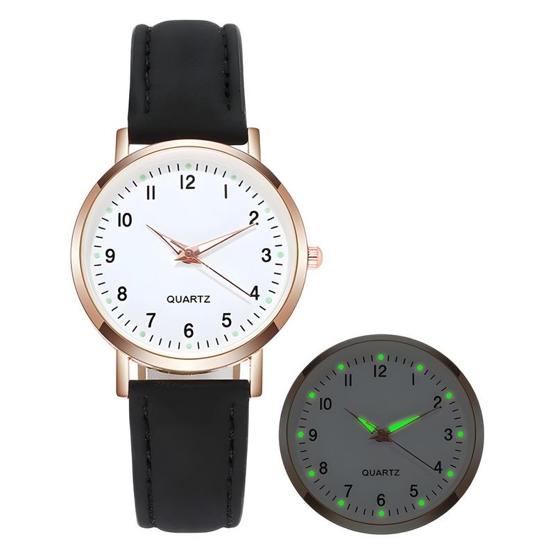 2PCS Jam Tangan Kuarsa Anak-Anak Tali Kulit Dial Bulat Bercahaya Tren Mode Kasual Jam Tangan Luar Ruangan Sederhana Fashion (tanpa Kotak) 5