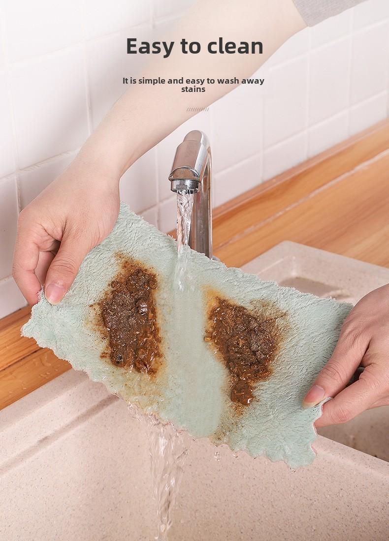 Product Introduction of Kitchen Cleaning Rag Absorbent Dishcloth Thickened Dishwashing Towel Lint-Free Easy to Clean 4