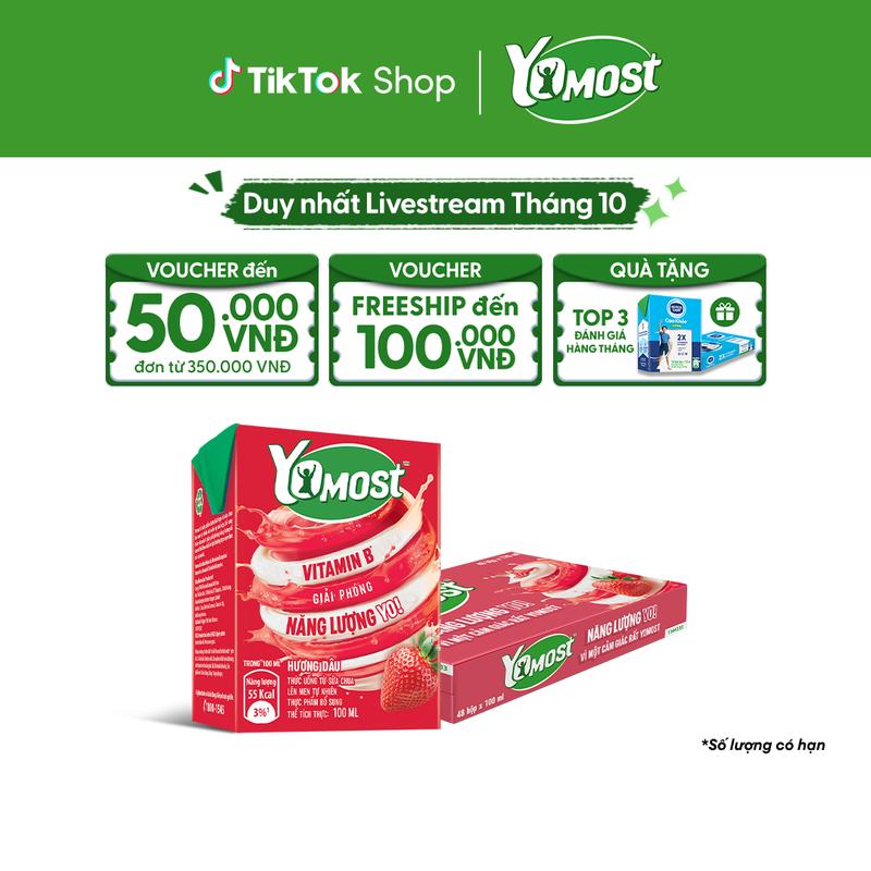 Thùng 48 Hộp Sữa Chua Lên Men Tự Nhiên Yomost Hương Dâu 100ml (48x100ml)