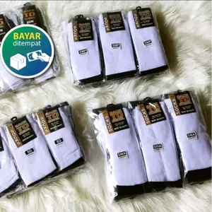 (6 Pasang)KAOS KAKI SEKOLAH PUTIH TELAPAK HITAM SD,SMP,SMA