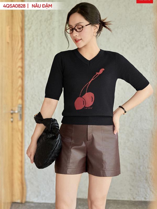 Áo len lông thỏ tay lỡ cổ tim cherry - Bí quyết thanh lịch cho mọi cô nàng - Thời trang Nữ, Top Nhung