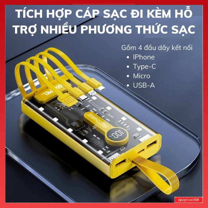 Pin sạc dự phòng 20000mAh 120W sạc siêu nhanh, dung lượng lớn, sạc an toàn, thiết kế trong suốt, Fusion X. 1