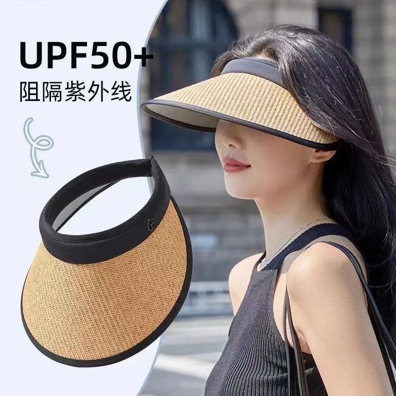 [Mg] Sun-Proof Sun Protection Hat Women's 2023 New Summer Big Brim UV-Proof Sun Hat Cover Face Air Top Straw Straw Hat