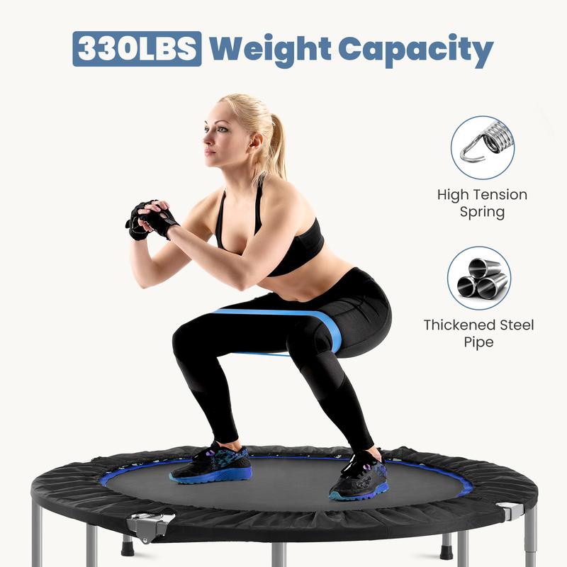 TikTok Shop 40 48 Foldable Mini Trampoline Load 450lbs Portable Exercise Rebounder Trampoline with Adjustable Foam Handle Fitness Trampoline for Adults and Kids Indoor Trampoline for Kids Adults Indoo...