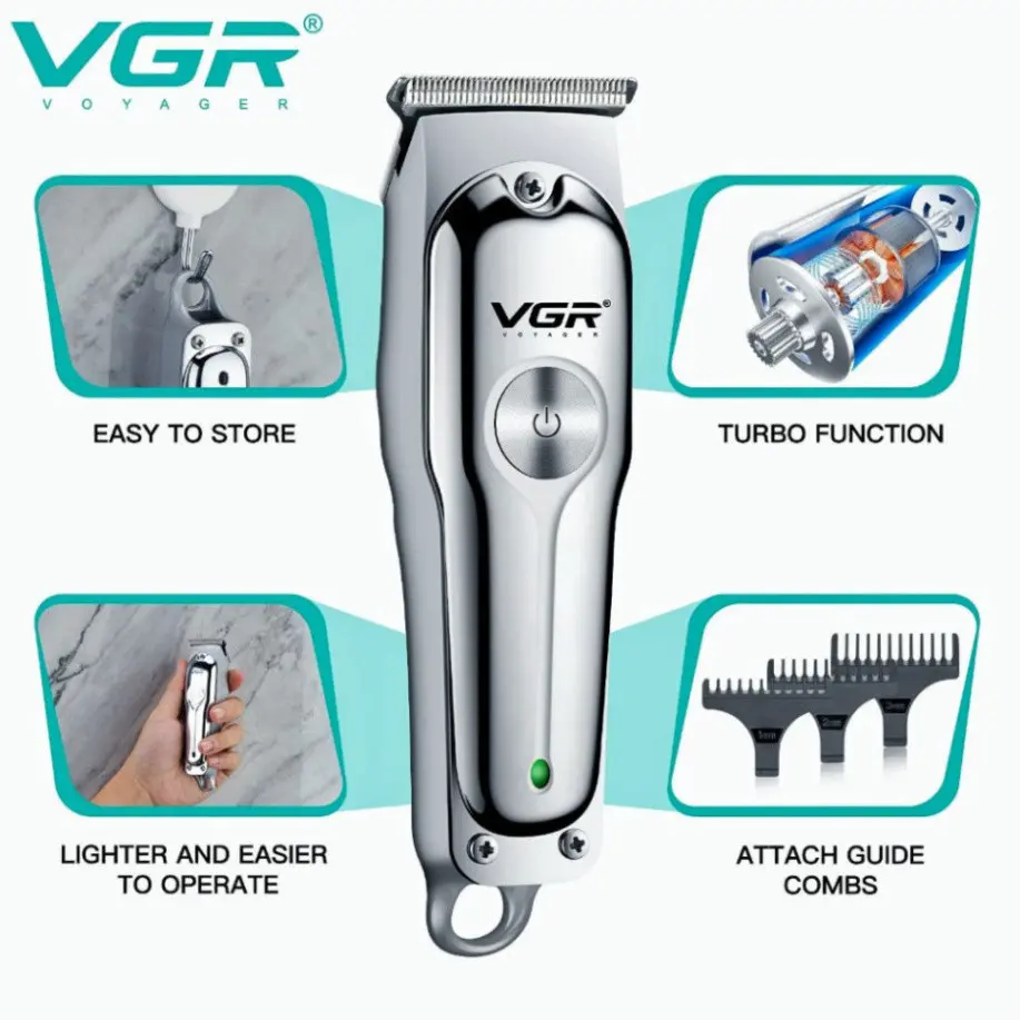 Tông Đơ Cắt Tóc VGR-071, Đầu Cắt Thép Carbon An Toàn Bền Bỉ Thiết Kế Gọn Nhẹ Vừa Tay TVQ Store