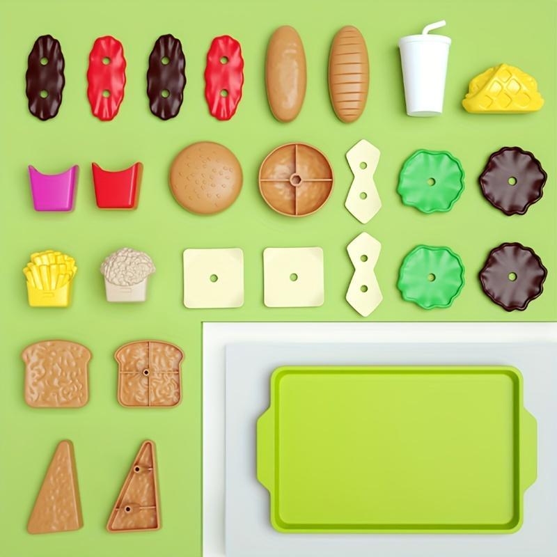 Simulated Plastic Fast Food Burgers Fries Toy for Kids, 1 Box Pretend Play Food Model Toys Kits for 4-12 Years Old Boys and Girls, Kids Stocking Filler 5