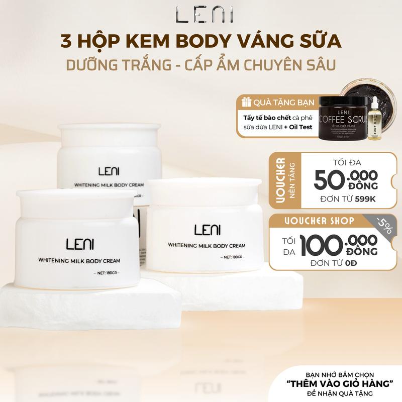   TẶNG 1 TẩyTBC  COMBO 3 HỘP KEM BODY VÁNG SỮA DƯỠNG TRẮNG WHITENING MILK CREAM 540GRAM - KEM BODY MAI PHƯƠNG BÙI kem  make  body Làm Đẹp Da Nữ 