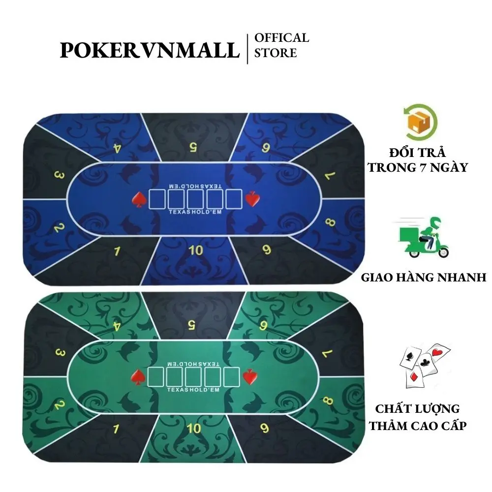 Thảm cao su chơi poker chuyên dụng in hình lá bài Đệm Bền Đẹp