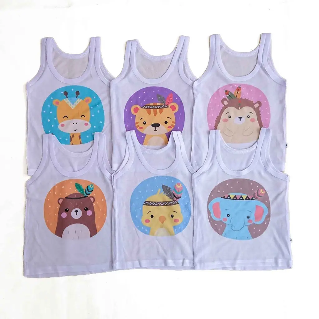 12 PCS Kaos Dalam Anak Kutung / Singlet Anak Laki-laki dan Perempuan Termurah Kids Motif Fashion