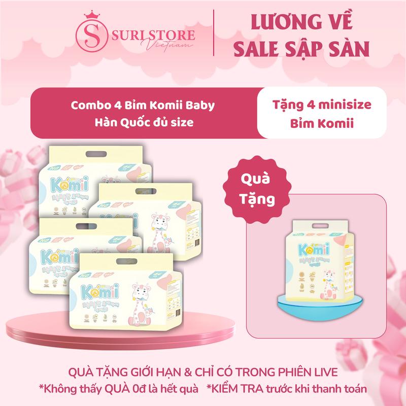 SURI STORE - MUA 4 TẶNG 4 KOMII MINI RANDOM - [ COMBO 4 BỊCH KOMII ] Tã/ Bỉm Komii Hàn Quốc dành cho bé - Đủ số từ trẻ sơ sinh