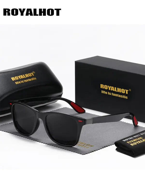 Unisex Polarized Sunglasses for Everyday Use, 1 Pair Square Frame Fashion Sunglasses, Casual Trendy Sunglasses for Outdoor Sports Activities As Gift for Friends 0