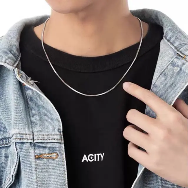 COD Kalung Titanium Pria Silver Perak Emas Putih Anti Karat Cowok Cewek Wanita Keren Silver Stainless Steel Kalung Cowo Cewe Kecil