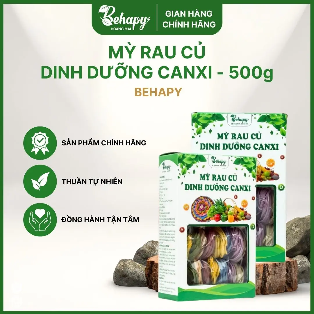 Mỳ Rau Củ Dinh Dưỡng Canxi Behapy 500g - Thực Phẩm Bổ Sung Canxi Tự Nhiên