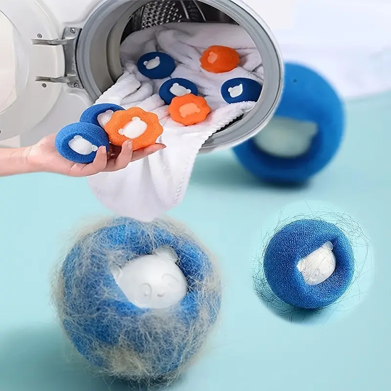 1 Piece/3 Pieces/5 Pieces Washing Machine Sponge Cleaning Ball Lint Removal Stain Removal Anti-Tangle Sponge Washing Ball Magic Stain Removal Cleaning Ball Laundry Blue